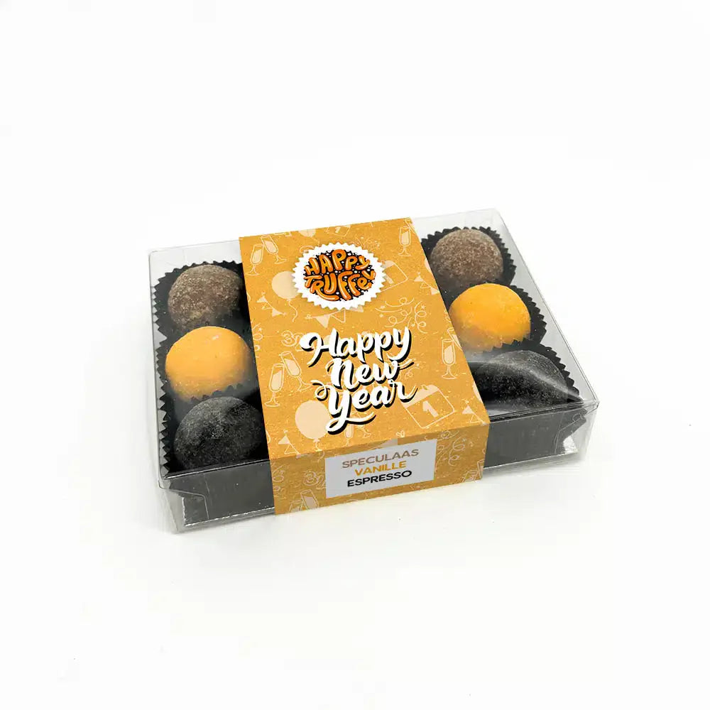Chocoladetruffels "Happy New Year" special (12 truffels) 170 gram