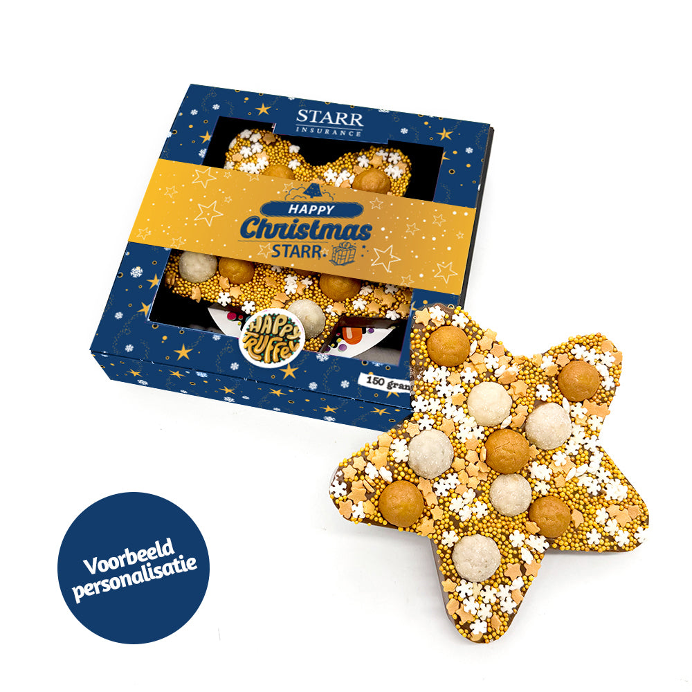 Chocolade Gouden Happy Christmas Ster (150 gram)