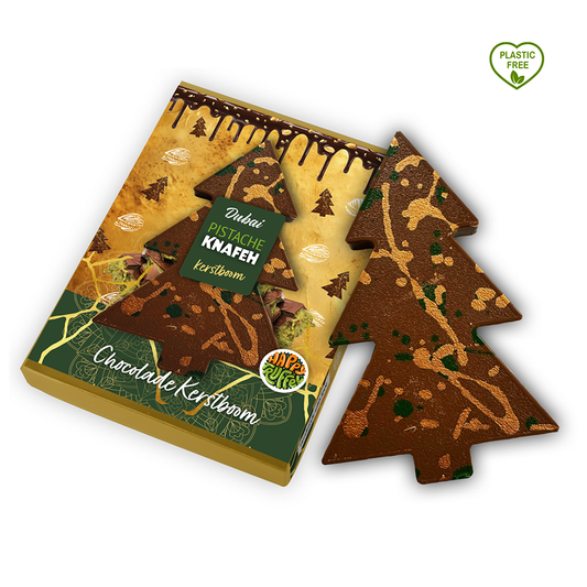 Dubai Knafeh chocolade Kerstboom (160 gram) [Plasticvrij]