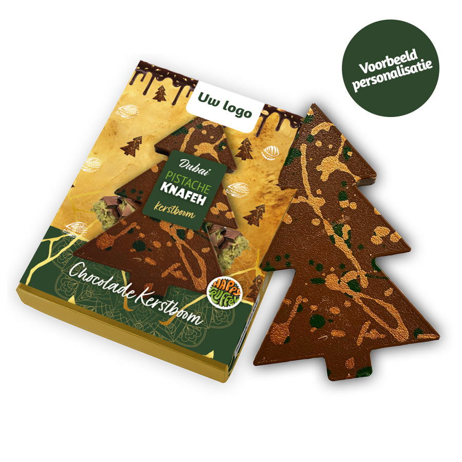 Dubai Knafeh chocolade Kerstboom (160 gram) [Plasticvrij]