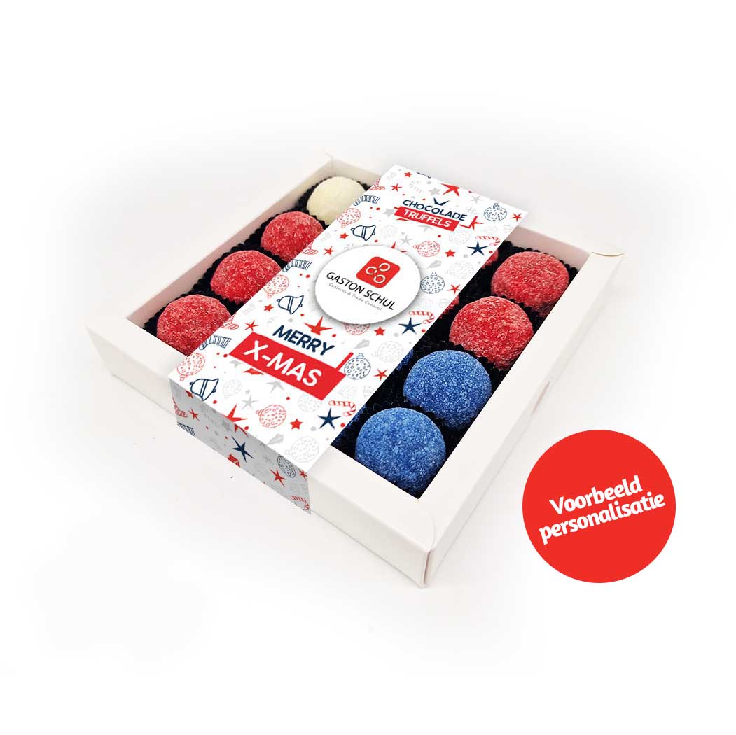 Chocoladetruffels "Gelukkig Nieuwjaar" (16 truffels) 225 gram